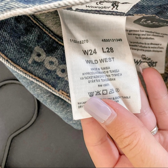 NWT Wrangler x Free People Wild West High Rise Straight Jeans Peach Tint - Picture 10 of 13